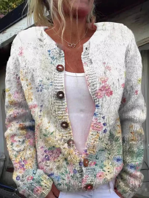 Amelie - Gilet à fleurs pour femme