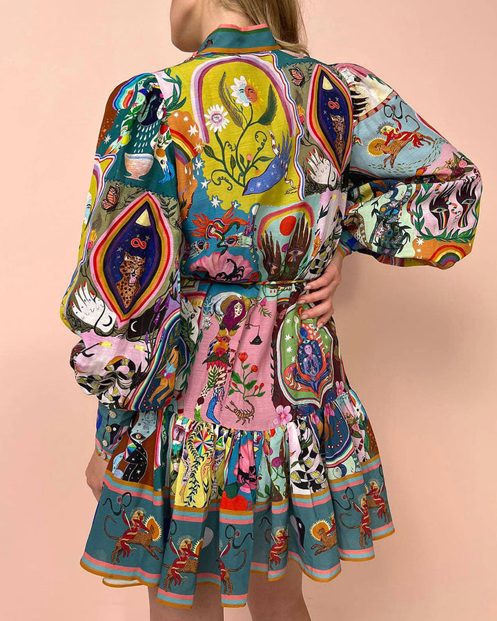 Madeleine - Robe imprimée à manches longues
