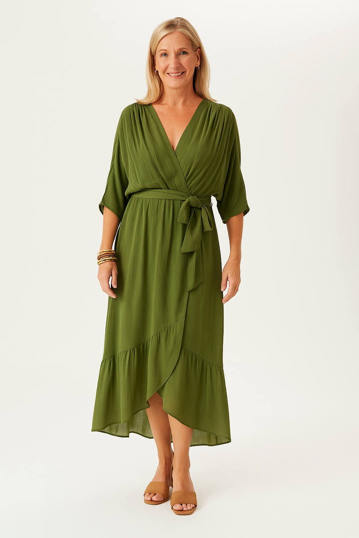 Charlotte - Robe en mousseline de soie à col en V