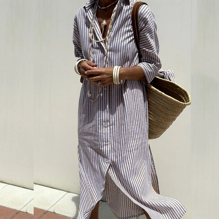 Paloma - élégante robe chemise à rayures