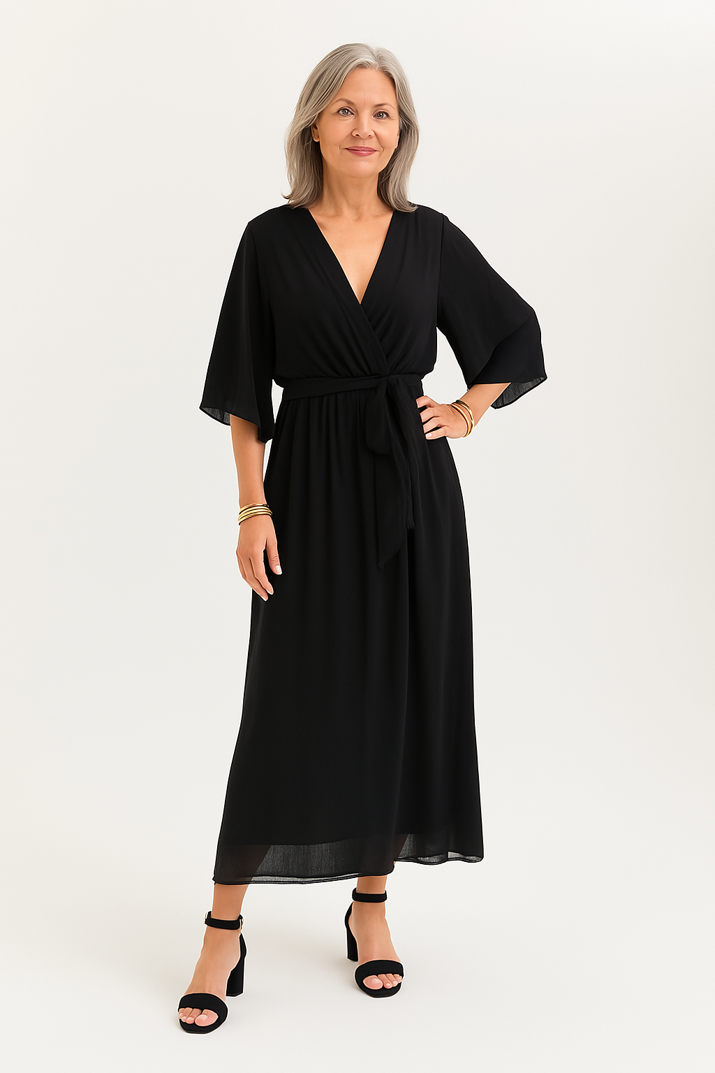 Charlotte - Robe en mousseline de soie à col en V