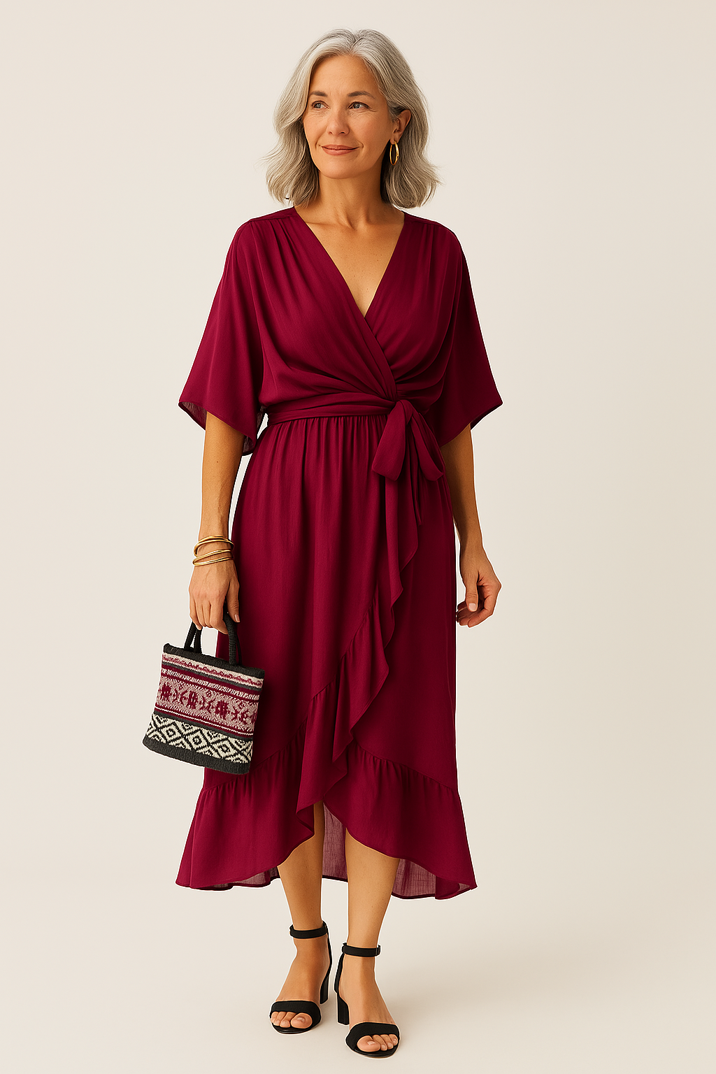 Charlotte - Robe en mousseline de soie à col en V