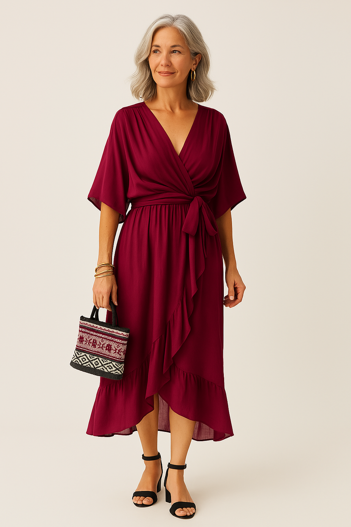 Charlotte - Robe en mousseline de soie à col en V