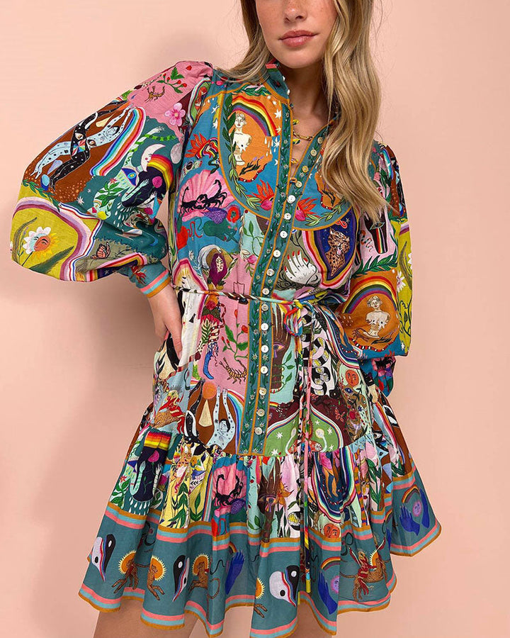 Madeleine - Robe imprimée à manches longues
