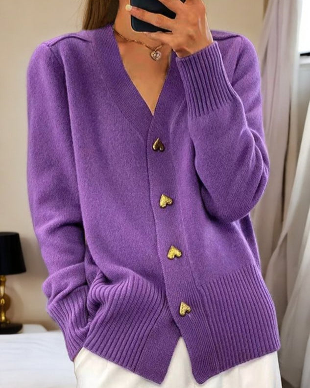 Elina - Cardigan élégant avec boutons en forme de cœur